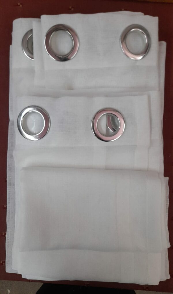Set Cortinas Gasa Lino - Argolla 145x220 Blanca - Imagen 2